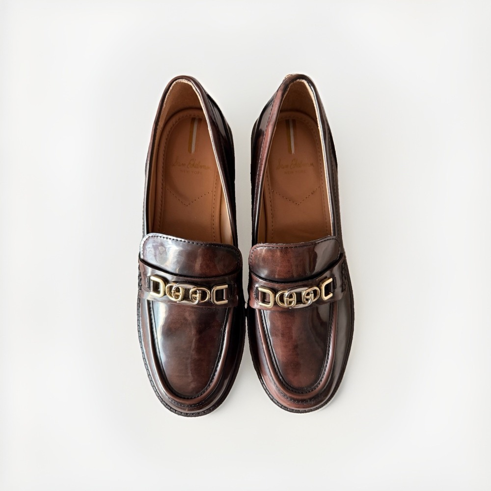 Sam Edelman Balance Leather Bit Loafers Brown Lug Sole Men's Size 9
